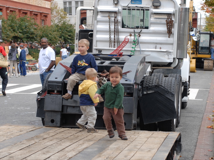 flatbed truck as play surface