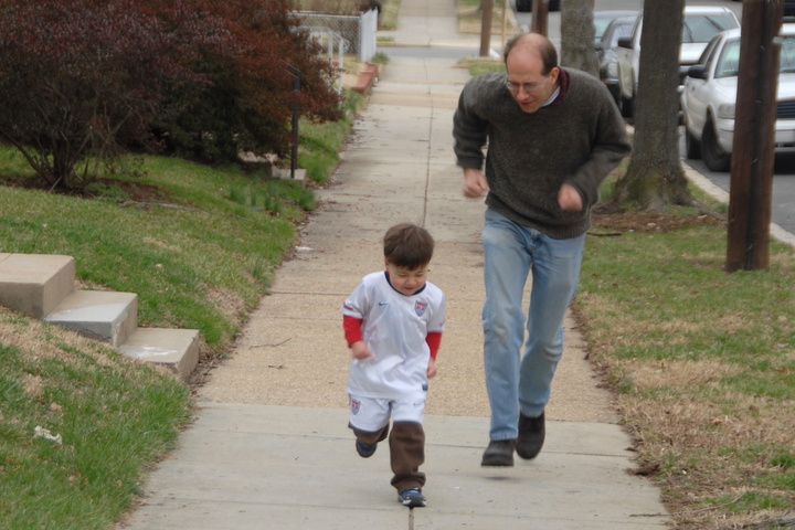 running with daddy