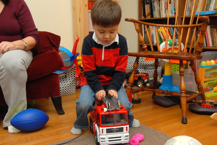 hey! the firetruck is not a riding toy!
