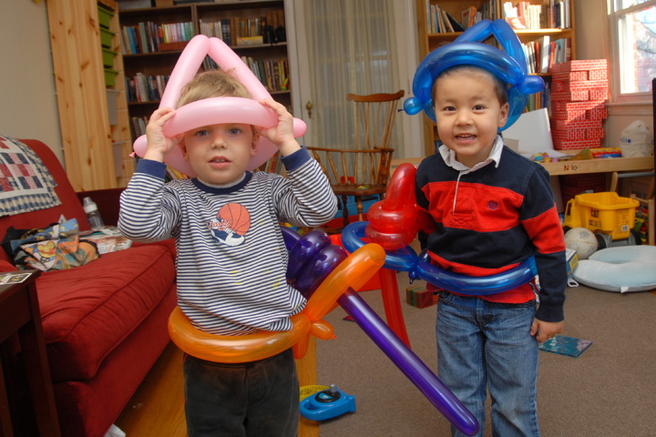 balloon hats, swords, and belts