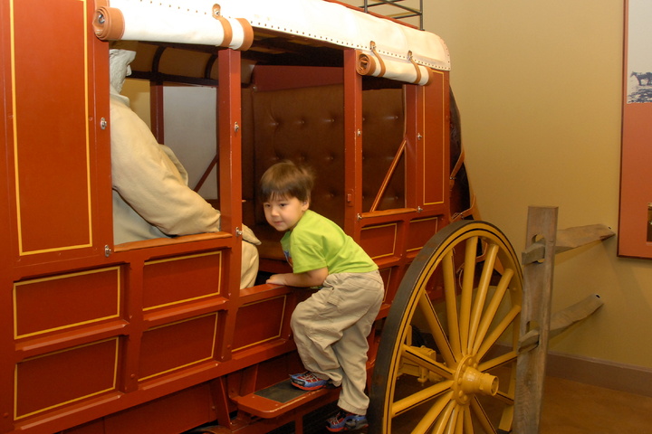 climbing in the stagecoach