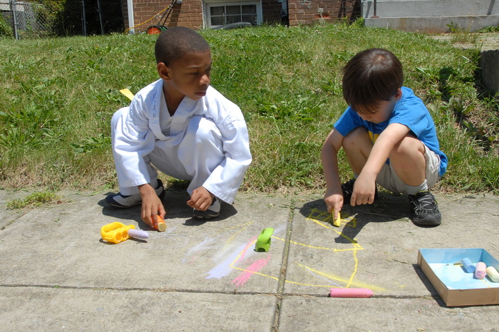 sidewalk chalk with Evan