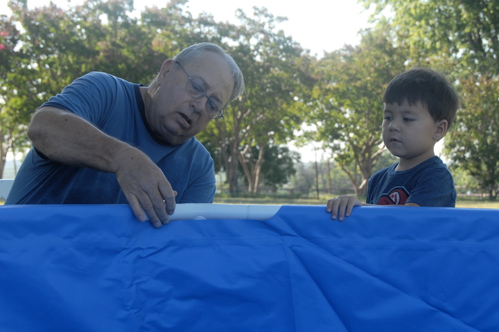 setting up the pool with Grandpa