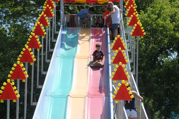 down the fun slide!