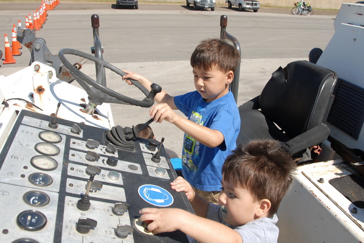playing on milling truck