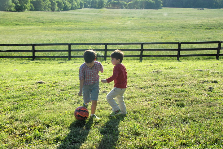 playing ball in the country