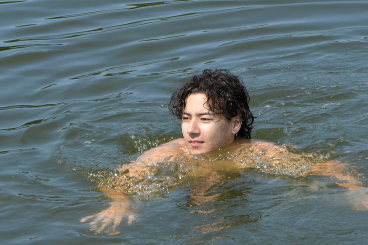 swimming in the lake
