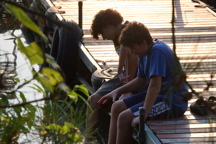 brothers on the dock